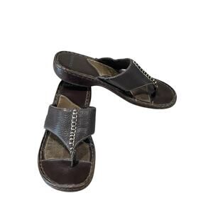 DOCKERS Women's Leather Sandals Size 7.5 M Color Dark Brown Casual Summer Wear